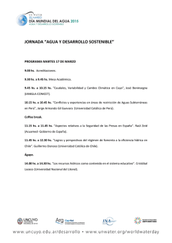 JORNADA &ldquo;AGUA Y DESARROLLO SOSTENIBLE&rdquo;