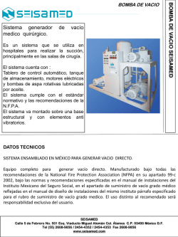 Ficha T&eacute;cnica Bomba de Vac&iacute;o Grado M&eacute;dico