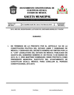 GACETA MUNICIPAL - Ayuntamiento de Cuautitl&aacute;n Izcalli