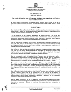Por medio del cual se crea el Programa de Maestría en Ingeniería