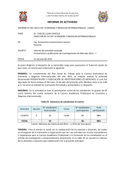 informe de actividad - Econom&iacute;a y Negocios Internacionales