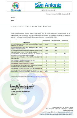 Reporte indicadores Circular Única 029 de 2012