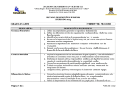 Grado CUARTO - Colegio Colsubsidio San Vicente IED