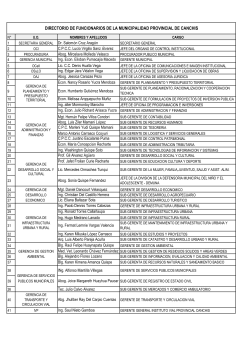 directorio de funcionarios de la municipalidad provincial de canchis