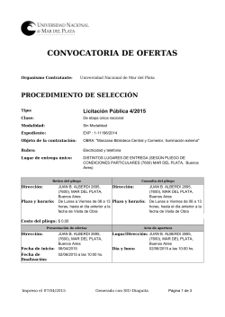 LICITACION PUBLICA Nº 004/15 - Universidad Nacional de Mar del