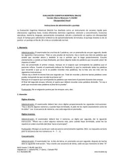 (MoCA) Versi&oacute;n Alterna Mexicana 7.3 BLIND Discapacidad Visual