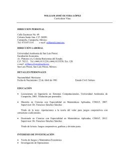 WILLIAM JOS&Eacute; OLVERA L&Oacute;PEZ Curr&iacute;culum Vitae DIRECCION