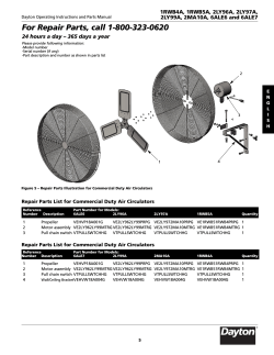 For Repair Parts, call 1-800-323-0620