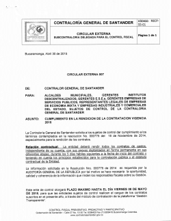 Circular para Sujetos de Control - Contraloría General de Santander