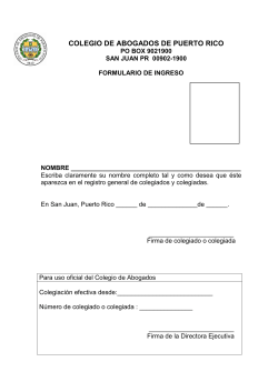 Formulario de Ingreso 2015 - Colegio de Abogados de Puerto Rico