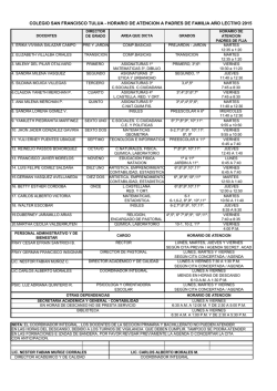 horario de atencion a padres de familia a&ntilde;o lectivo 2015