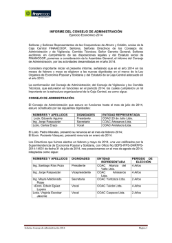 INFORME DEL CONSEJO DE ADMINISTRACION