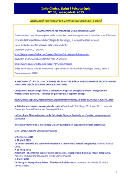 Info-Clínica, Salut i Psicoteràpia Nº 38, març