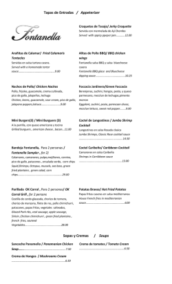Tapas de Entradas / Appeterizer Sopas y Cremas / Soups