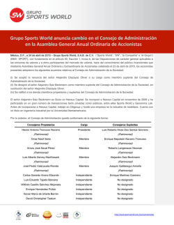 Grupo Sports World anuncia cambio en el Consejo de