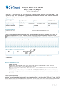 Solicitud certificación médica de riesgo durante el