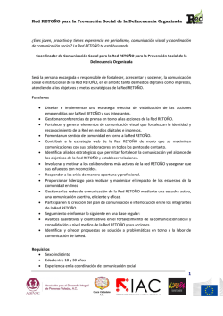Coordinador de Comunicación Social para la Red RETOÑO para la