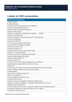 Listado de OSC presentadas - Ciudad Autónoma de Buenos Aires