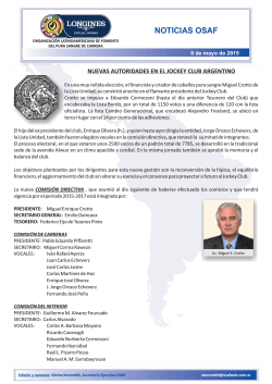 Noticias OSAF 8-5-15 Nuevas autoridades Jockey Club Argentino