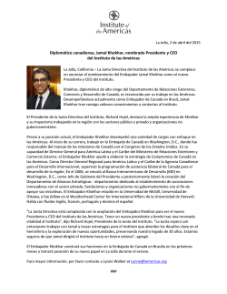 Diplomático canadiense, Jamal Khokhar, nombrado Presidente y
