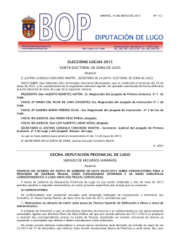 eleccións locais 2015 excma. deputación provincial de lugo