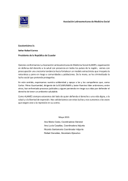 Carta de la Coordinación de ALAMES a Rafael Correa, Presidente