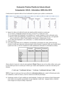 Evaluación Práctica Planilla de Cálculo (Excel) Computación I (ELO
