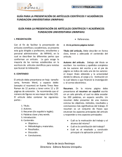 Gu&iacute;a para la presentaci&oacute;n de art&iacute;culos cient&iacute;ficos y acad&eacute;micos