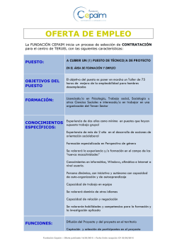 OFERTA DE TRABAJO - Fundaci&oacute;n Cepaim