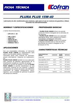 FICHA T&Eacute;CNICA PLURA PLUS 15W-40