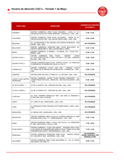 Horario de Atenci&oacute;n CAC`s &ndash; Feriado 1 de Mayo