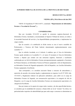 Resolución Nº 60/15-STJ - del Poder Judicial de Rio Negro