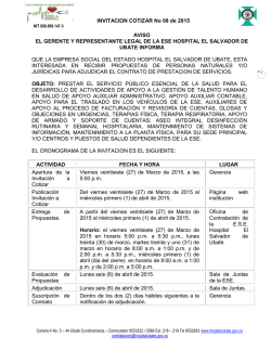 INVITACION No. 8 DE 2015
