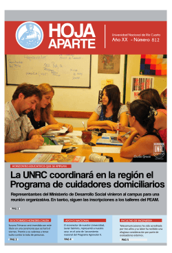La UNRC coordinará en la región el Programa de cuidadores