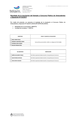 Resultado de la inscripci&oacute;n del llamado a Concurso P&uacute;blico
