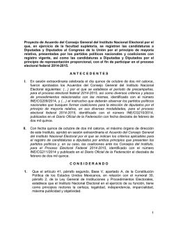 Proyecto de Acuerdo del Consejo General del Instituto Nacional
