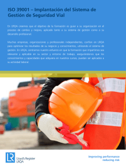 ISO 39001 &ndash; Implantaci&oacute;n del Sistema de Gesti&oacute;n de Seguridad Vial