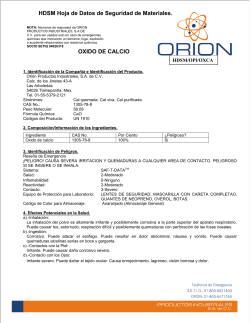 OXIDO DE CALCIO HDSM Hoja de Datos de Seguridad de Materiales.