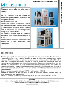 Ficha T&eacute;cnica Compresor Grado M&eacute;dico