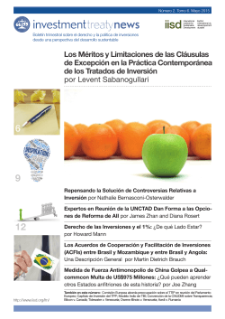 Investment Treaty News Quarterly, Volume 6, Issue 2, May 2015