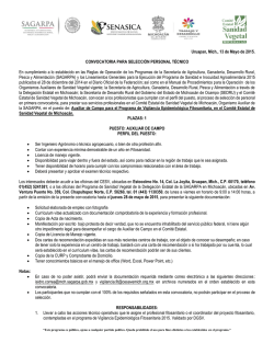 Convocactoria para Auxiliar de campo del PVEF