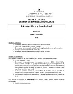 introducci&oacute;n a la ind. hospitalidad - UTN