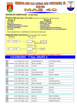 CALENDARIO 1&ordf; fase GRUPO A