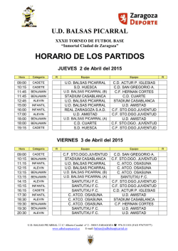 HORARIO DE LOS PARTIDOS