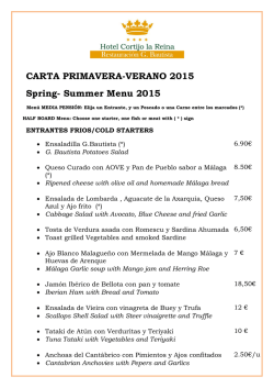 carta primavera 2015 - Hotel Cortijo La Reina