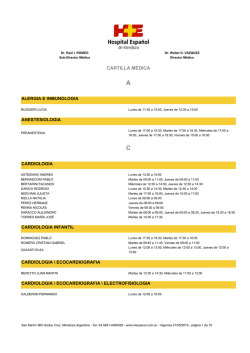 Horarios M&eacute;dicos Especialidades