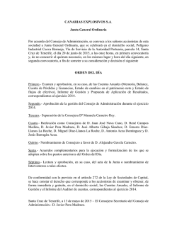 Por acuerdo del Consejo de Administración, se convoca a los