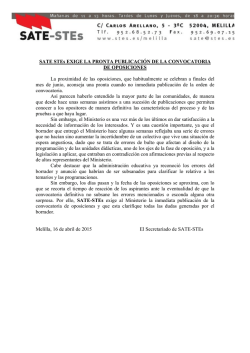 SATE STEs exige la pronta publicación de la convocatoria de