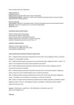 Imię i nazwisko pracownika: Olga Nowak stopień naukowy: dr