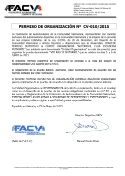 PERMISO DE ORGANIZACIÓN Nº CV-010/2015